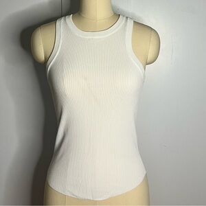 ZARA White Ribbed Tank Top